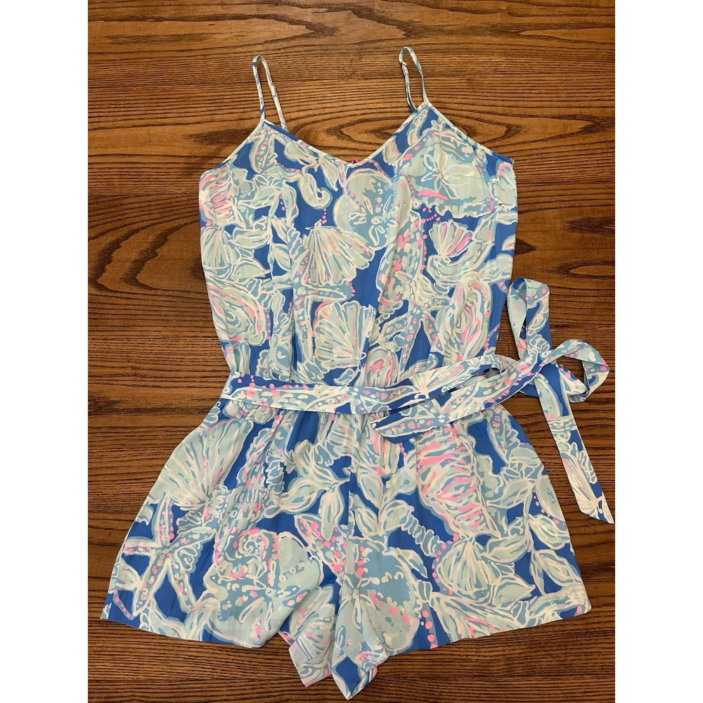 Lilly Pulitzer Women's Size 10‎ Deanna Feeling Tanked Print Romper Belt